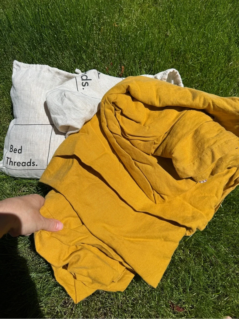Bed Threads Turmeric French Flax Linen Queen Duvet Cover + King Pillowcases